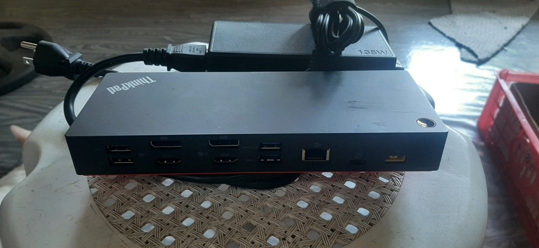 Lenovo ThinkPad Thunderbolt 3 Docking Station with Power Supply (Category: Laptops & Notebooks) located in Caloocan City. Submitted by s3xmachine (Listing ID 1469424774, Image 3). Description: - Lenovo ThinkPad Thunderbolt 3 Dock - Includes original 135W power adapter and power cord - Ports: USB 3.0, DisplayPort, HDMI, VGA, Gigabit Ethernet, and USB-C - Fully functional workspace expander - Minor scuffs on the top surface from normal use -slightl