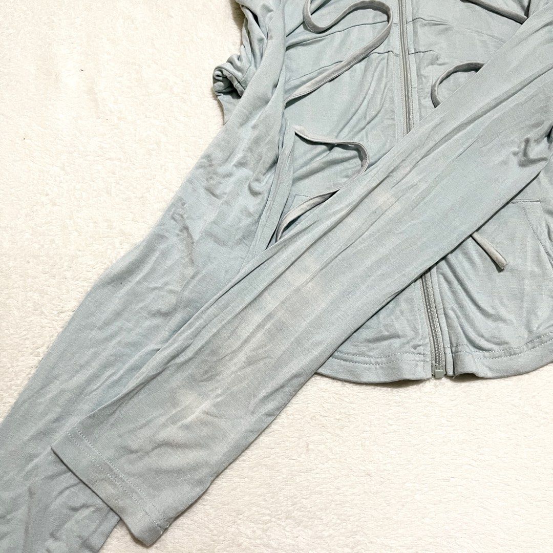 Light Blue Zip-Up Hoodie with Drawstrings (Category: Coats, Jackets and Outerwear) located in Binan City. Submitted by veniceao (Listing ID 1469570117, Image 3). Description: PLEASE READ ❤️ Loc: Laguna (open for checkout for cheaper sf—starts at ₱20) For sure buyer: 1. Make an offer. 2. Send your details for confirmation 3. Pay until 3pm the next day I confirm the order. Details: - Fits size extra small-med - Color: Light blue - Fit: Cropped styl