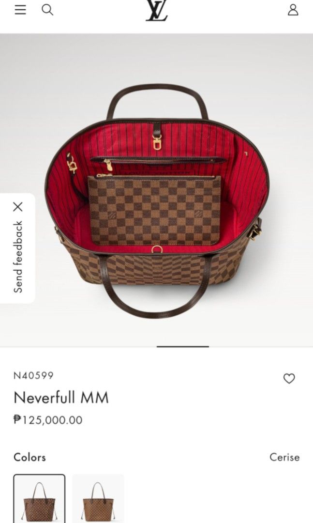 LOUIS VUITTON NEVERFULLMM 'DAMIER CANVAS' 2011 (Category: Luxury Bags & Wallets) located in Manila. Submitted by lunaras_declutter (Listing ID 1469488461, Image 1). Description: EXCELLENT CONDITION A RANK NO MAJOR FLAWS FROM JAPAN AUCTION.