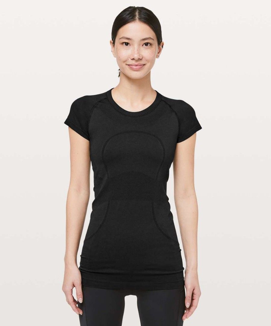 Lululemon Swiftly Tech Short Sleeve Crew Black 2.0 DOT 6 (Category: Shirts) located in Maasin. Submitted by trippythirftyyy (Listing ID 1469480289, Image 3). Description: - Brand: Lululemon - Color: Classic Black - Fit: Form-fitting short sleeve active top - Fabric: Lightweight seamless knit with breathable mesh panels - Details: Reflective signature logo at upper back collar - Best for: Running, gym workouts, or casual everyday wear.