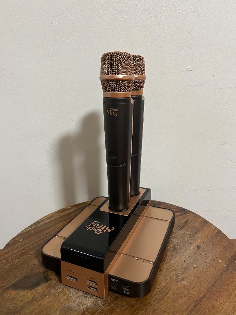 Magic Sing E5 Dual Karaoke System (Category: Soundbars, Speakers & Amplifiers) located in Cabuyao City. Submitted by rdtrmt (Listing ID 1469513010, Image 3). Description: - Complete Magic Sing karaoke set, fully operational - Connects to Wi-Fi to easily stream songs from the MAGICSING database - Real-time HD music notes are available for most songs with full HD background support - Perfect entertainment setup for home parties and family gathering
