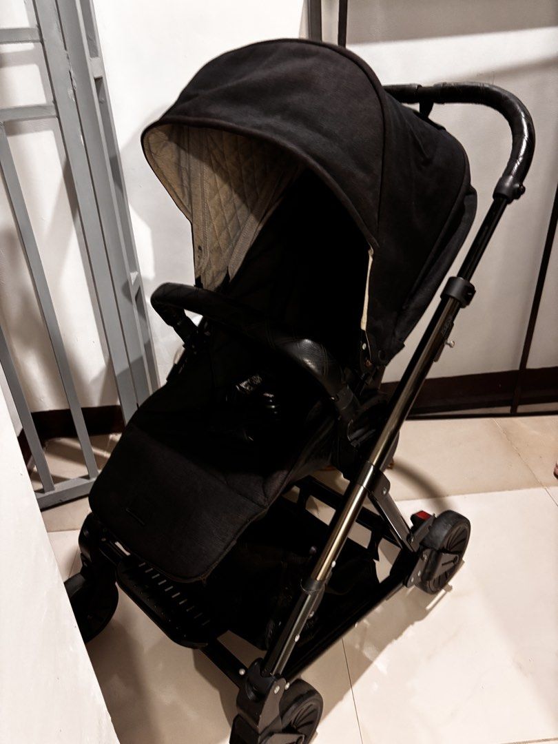 Mamas & Papas Strada Stroller (Category: Strollers) located in Rodriguez. Submitted by anjloving (Listing ID 1469452325, Image 3). Description: - Brand: Mamas & Papas Strada - Color: Sleek Black - Frame: Sturdy build with premium leatherette handlebar and bumper bar - Canopy: Adjustable hood with elegant quilted lining detail - Safety: 5-point harness with secure branded buckle system - Storage: Convenient under-seat basket included - Condition: 