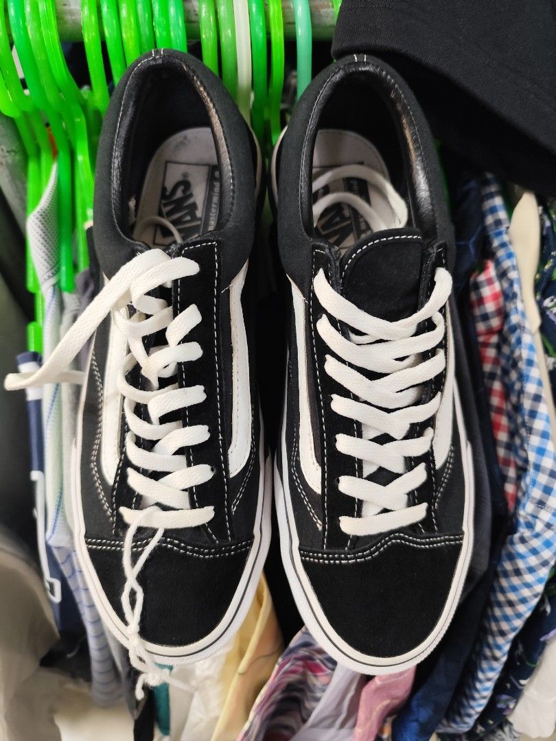 Mastermind Japan x Vans Black Sneakers Size US 8 (Category: Sneakers) located in Puerto Princesa. Submitted by secondhand_bliss (Listing ID 1469406583, Image 1). Description: - Brand: Mastermind Japan x Vans - Color: Black canvas with white sidestripe and contrast laces - Size: US 8 / CM 26 / EUR 41 - Key Features: Skull and crossbones heel embroidery, translucent waffle outsole with visible checkerboard pattern, and Mastermind midsole branding -