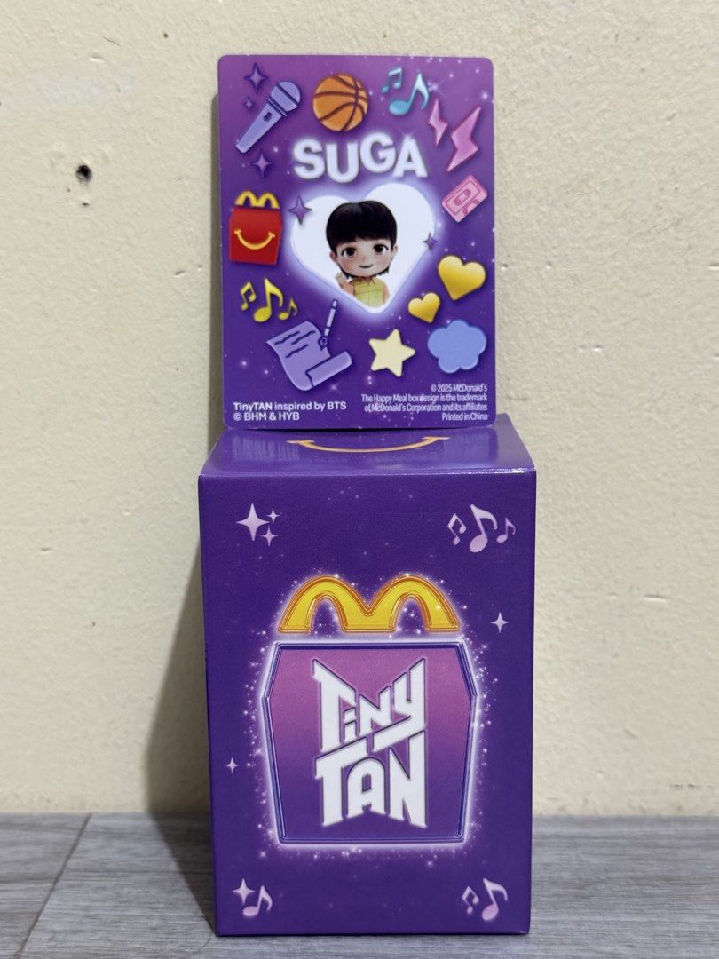 McDonald's TinyTAN Collectibles (Category: K-Wave Merchandise) located in Binangonan. Submitted by celinexoxo (Listing ID 1469477925, Image 2). Description: All 3 for 350 pesos ✨ Comes with complete boxes and cards ✨.