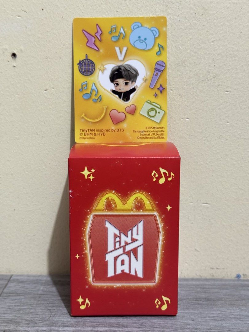 McDonald's TinyTAN Collectibles (Category: K-Wave Merchandise) located in Binangonan. Submitted by celinexoxo (Listing ID 1469477925, Image 3). Description: All 3 for 350 pesos ✨ Comes with complete boxes and cards ✨.