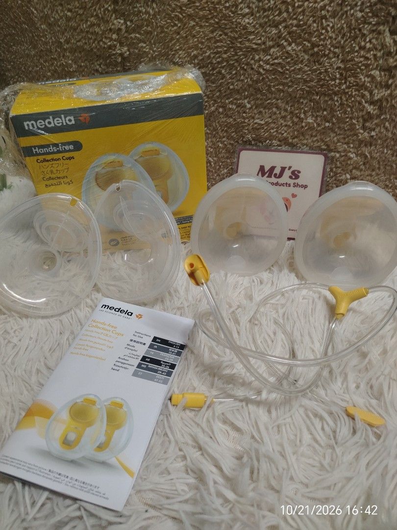 Medela Hands-free Collection Cups (Category: Breastfeeding & Bottle Feeding) located in Pulilan. Submitted by mjbabyproductsshop (Listing ID 1469470635, Image 1). Description: - Authentic Medela hands-free collection cups set with vibrant yellow accents - Includes two cups, connecting tubing, user manual, and original box - Allows discreet and hands-free pumping without holding bottles - Thoroughly cleaned, sanitized, and ready for immediate use 