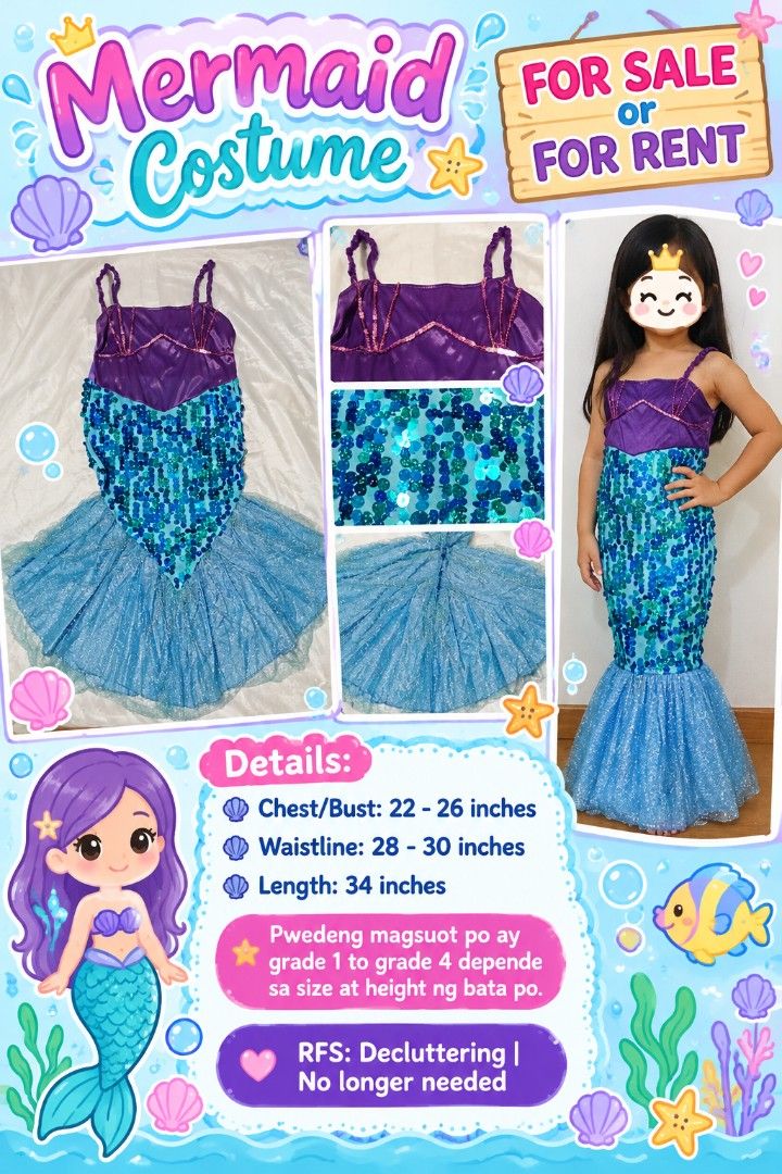Mermaid Costume (Category: Babies & Kids Fashion) located in Taguig. Submitted by miss_rein (Listing ID 1469499764, Image 1). Description: .