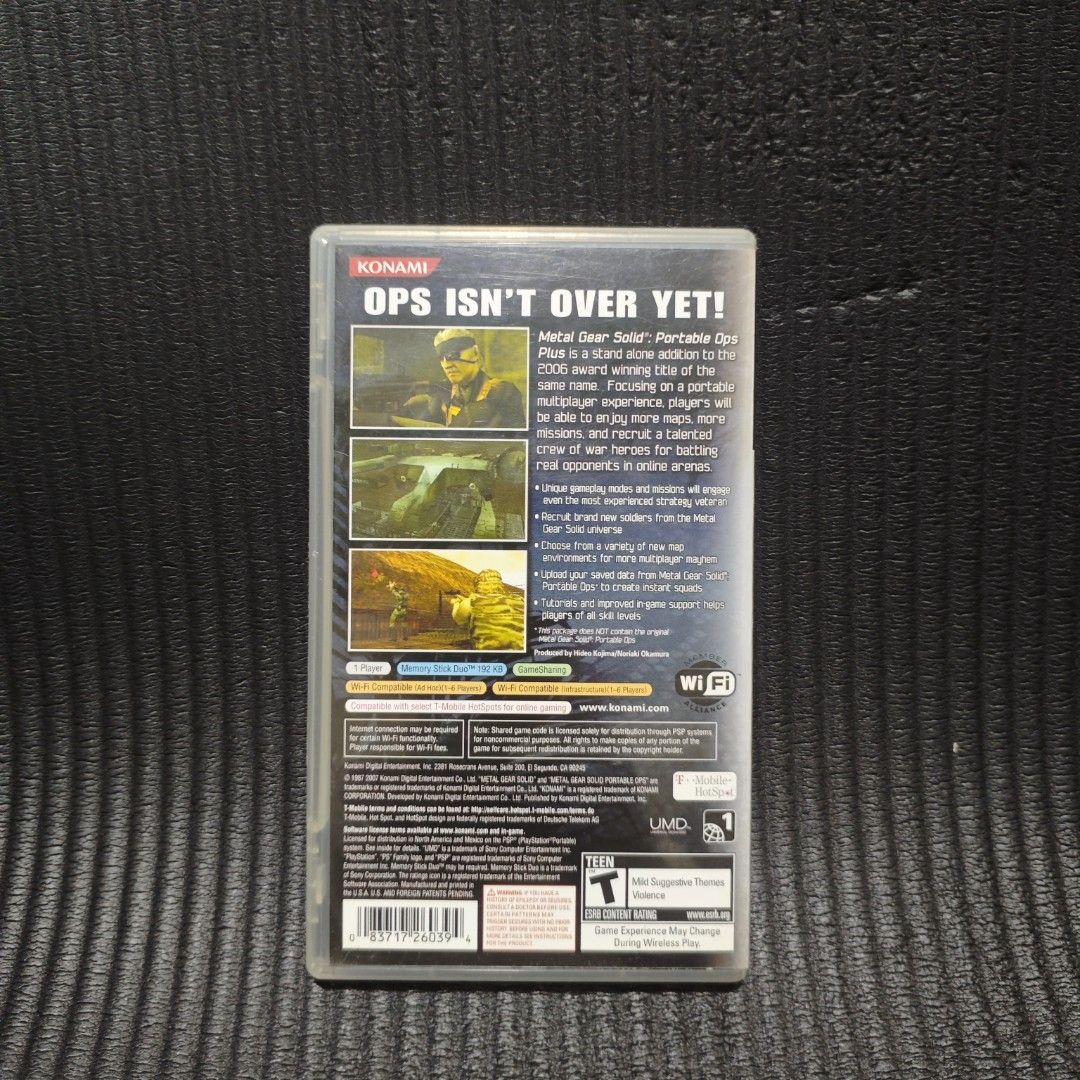 Metal Gear Solid Portable Ops Plus PSP Game Authentic (Category: PlayStation) located in Quezon City. Submitted by shopme_gadget30 (Listing ID 1469542316, Image 2). Description: kindly read the details first for sale fixed price Good Condition tested and working with case , Disc Game and Manual Booklet Complete in box compatible to PSP Console R1 Region qc area meet up: sm north shipping fee must shoulder by the buyer via lalamove or grab payment