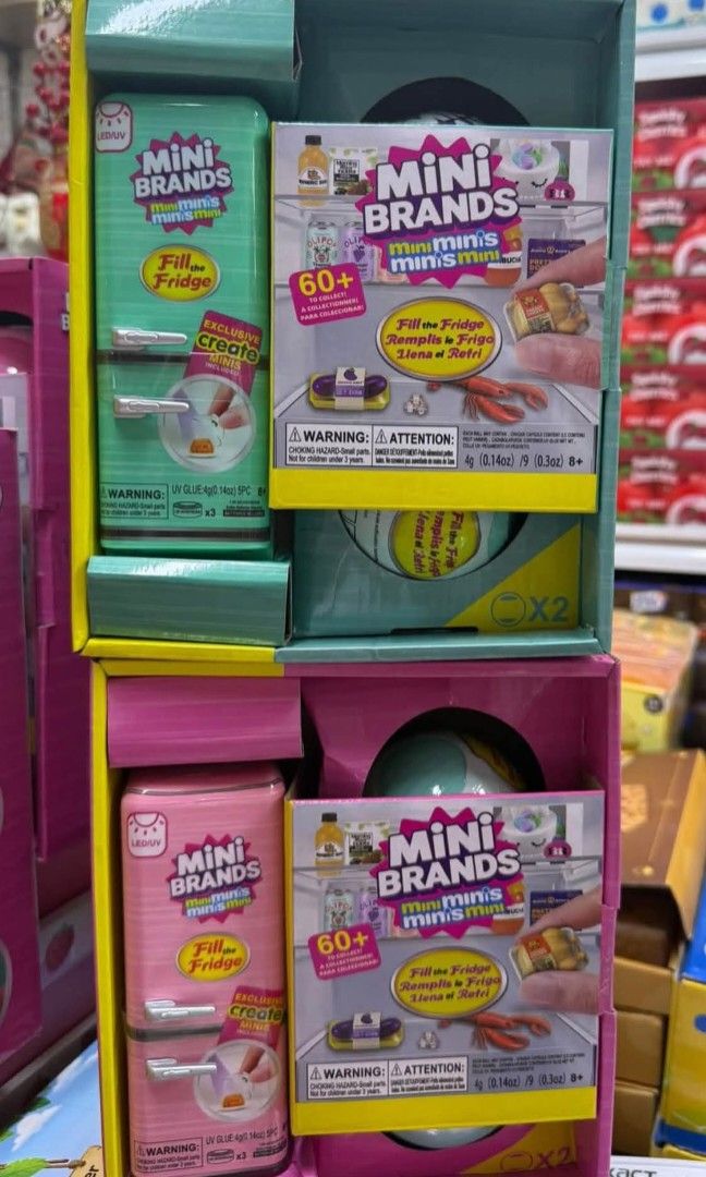 Mini Brands mini fridge with 2 surprise ball (Category: Kids Toys) located in Pasig City. Submitted by alabamascloset (Listing ID 1469499848, Image 1). Description: MINI BRANDS mini fridge with 2 capsules pink and green avail color SMALL - 450 BIG - 650.
