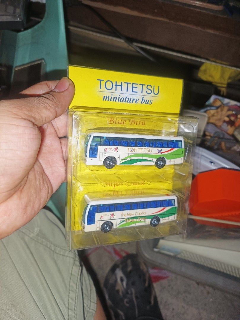 Miniature Bus (Category: Vehicle & Diecast Models) located in General Mariano Alvarez. Submitted by fraynaedwa11699 (Listing ID 1469532743, Image 1). Description: Miniature Bus. sealed pa. not mint box. Tohtetsu brand. 650php..