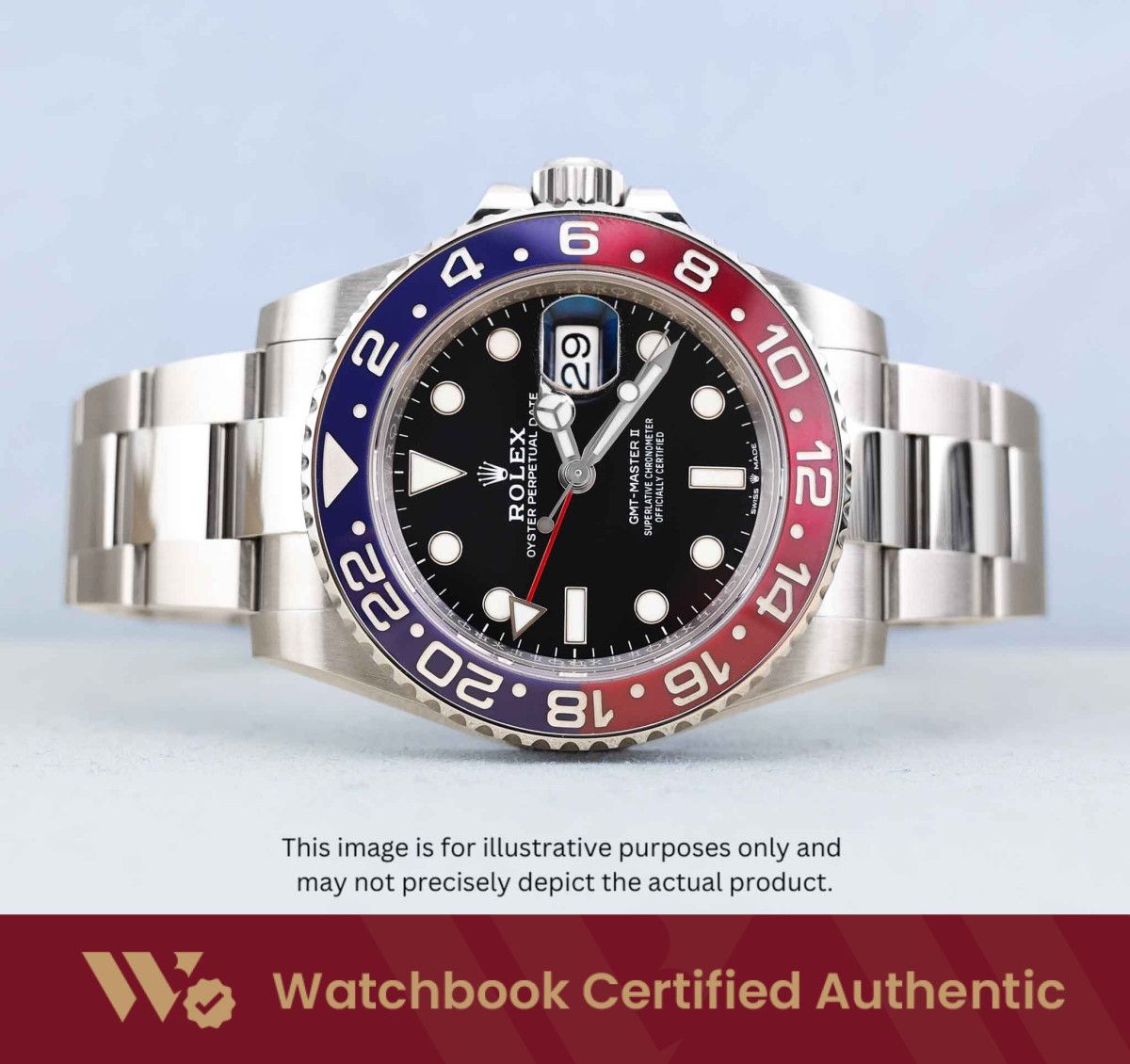 [Mint] Rolex GMT Master II Pepsi Oyster 126710BLRO 126710 Black Dial A9175 (Category: Watches) located in Singapore. Submitted by watchbooksg (Listing ID 1469418805, Image 1). Description: Watchbook Certified Authentic Verified at 60 points by 2 certified watch specialists Comes with a Watchbook 60-Point Inspection Certificate [Mint] Rolex GMT Master II Pepsi Oyster 126710BLRO 126710 Black Dial A9175 Price: $23,900 - Brand: Rolex - Model: 126710B