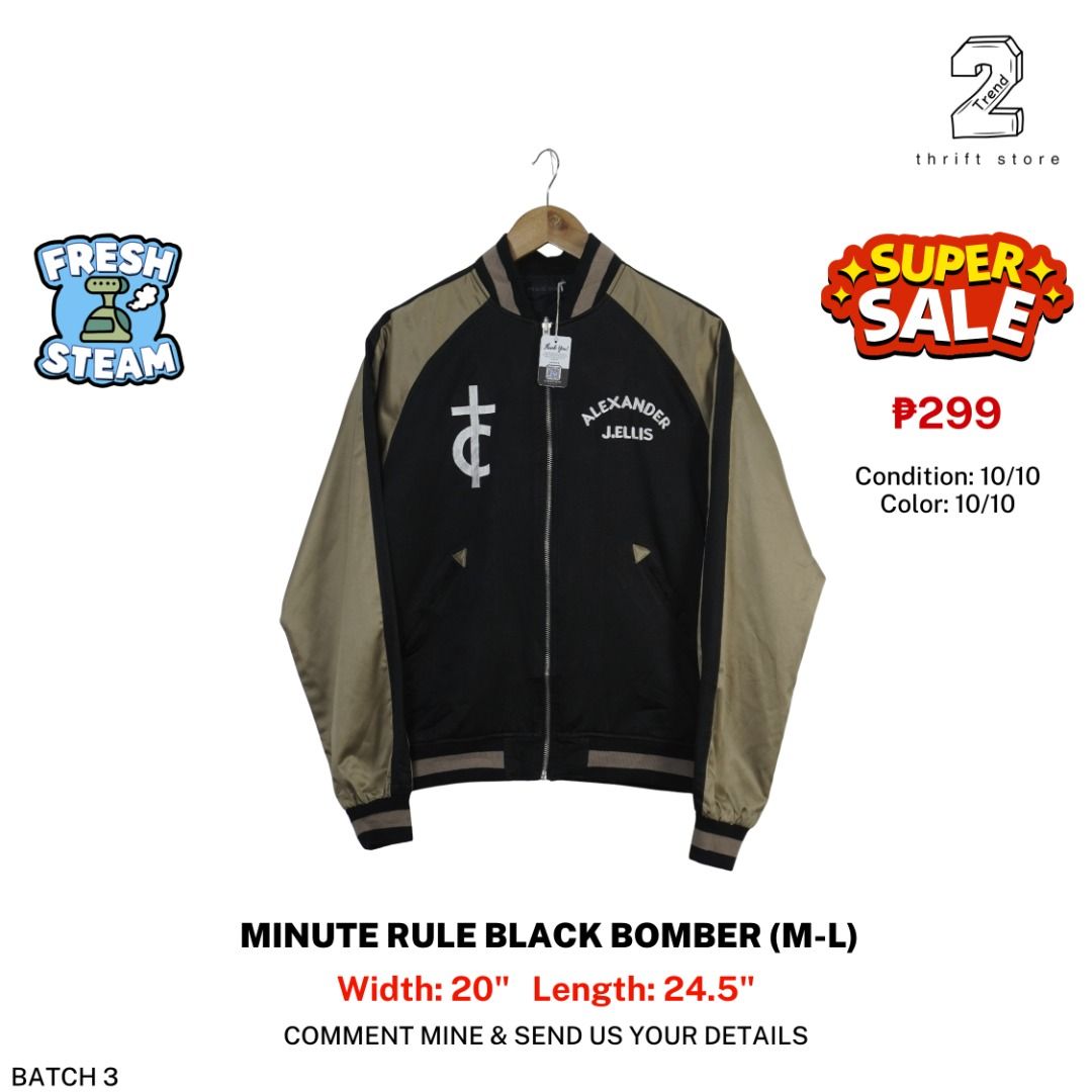 Minute Rule Black Embryoid Bomber Medium Weight (M-L) (Category: Coats, Jackets and Outerwear) located in Marikina City. Submitted by 2trend_thrift (Listing ID 1469549530, Image 1). Description: .