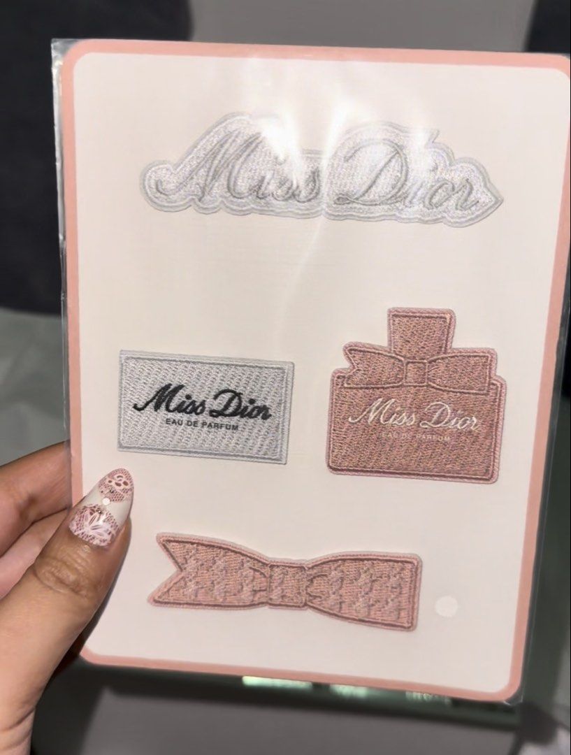 Miss Dior Iron On Patch Set (Category: Other Accessories) located in Makati City. Submitted by f_bags (Listing ID 1469545815, Image 1). Description: - 100% Authentic Dior GWP - Brand new and sealed in original packaging RFS: I have 2.