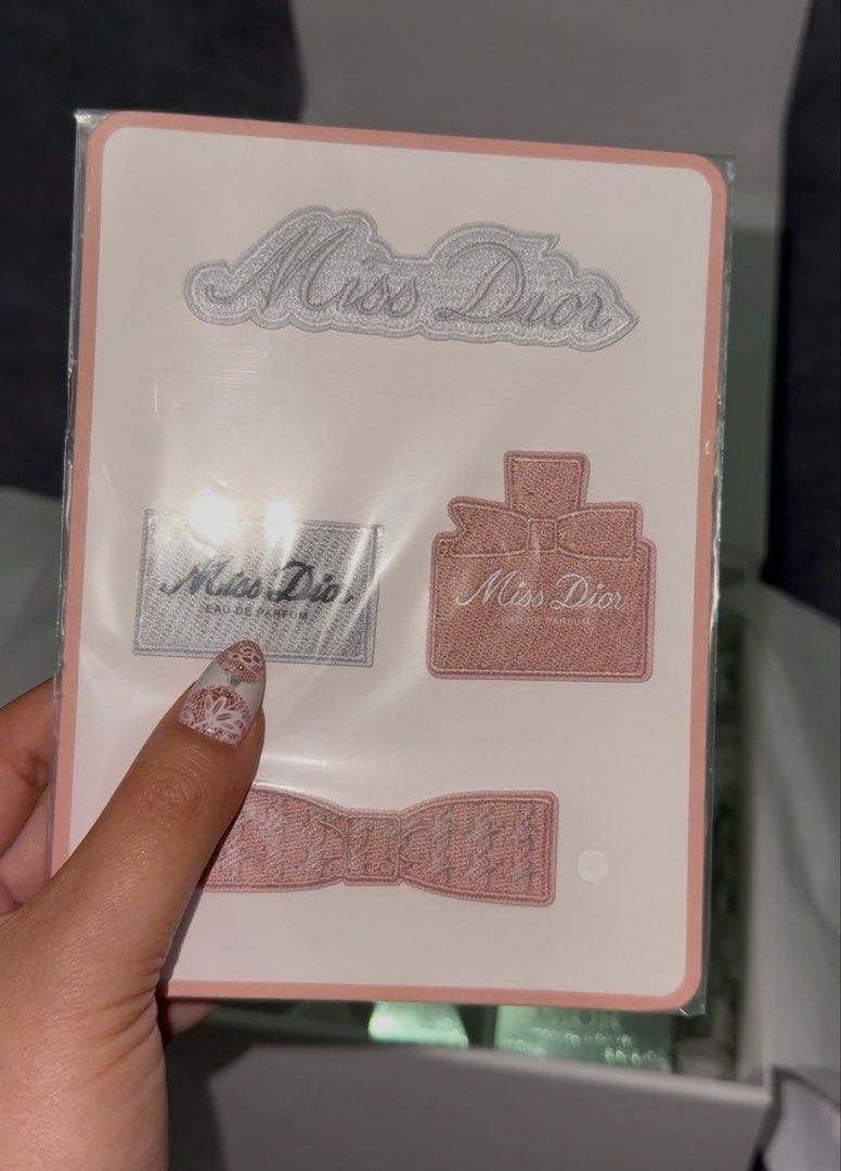 Miss Dior Iron On Patch Set (Category: Other Accessories) located in Makati City. Submitted by f_bags (Listing ID 1469545815, Image 3). Description: - 100% Authentic Dior GWP - Brand new and sealed in original packaging RFS: I have 2.