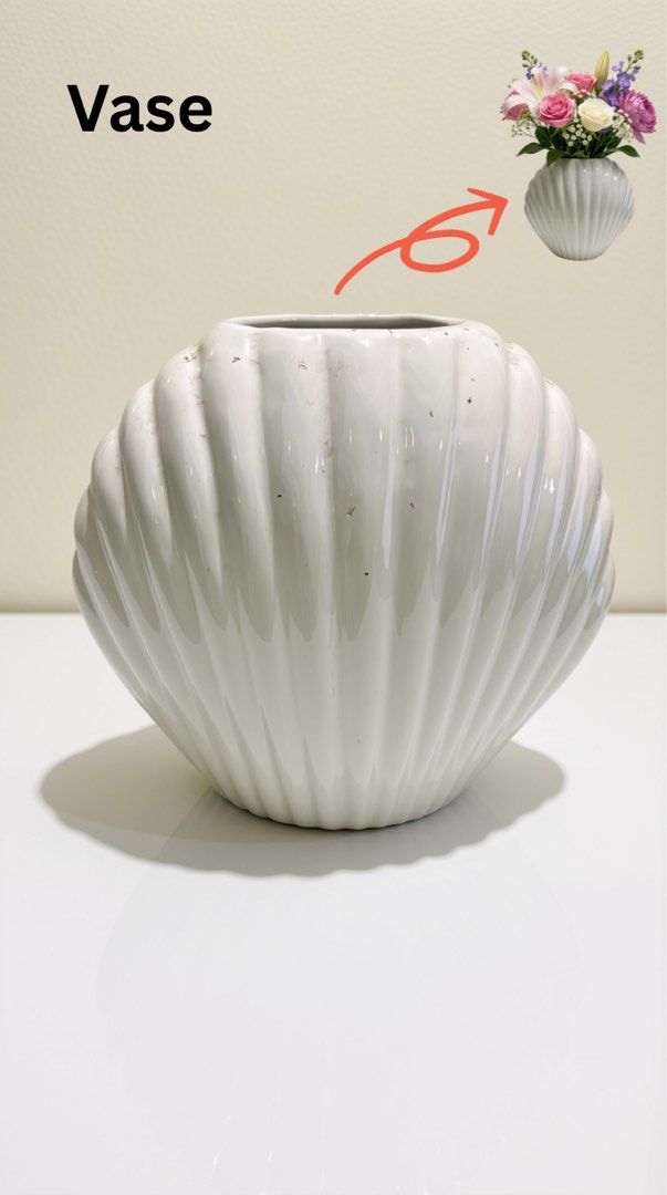 Modern ceramic vases and planters bundle collection (Category: Vases & Decorative Bowls) located in Quezon City. Submitted by ar.sulit.finds (Listing ID 1469431944, Image 2). Description: From 200 - Ceramic Home Decor Bundle: Includes various vases and planters - Variety of Textures & Shapes: Features ribbed grey, scalloped black and white, shell design, and novelty boot shape - Perfect For: Styling shelves, tables, or displaying fresh flowers an
