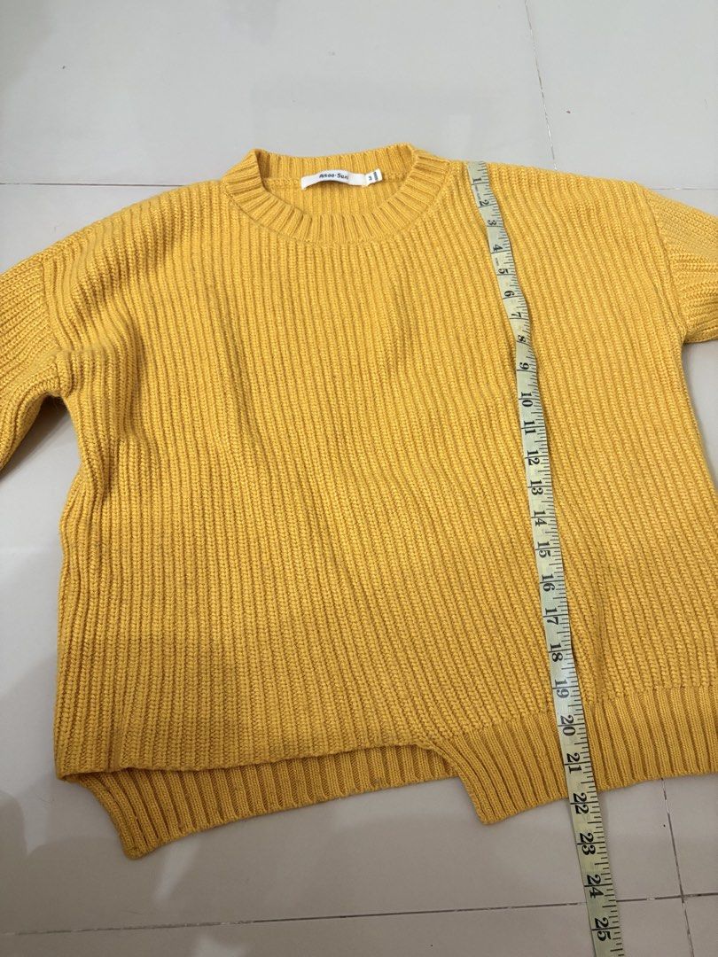 Mustard Yellow Chunky Knit Wear (Category: Coats, Jackets and Outerwear) located in Quezon City. Submitted by myfabpreloved (Listing ID 1469494697, Image 3). Description: Good condition Oversized Measurement already posted .