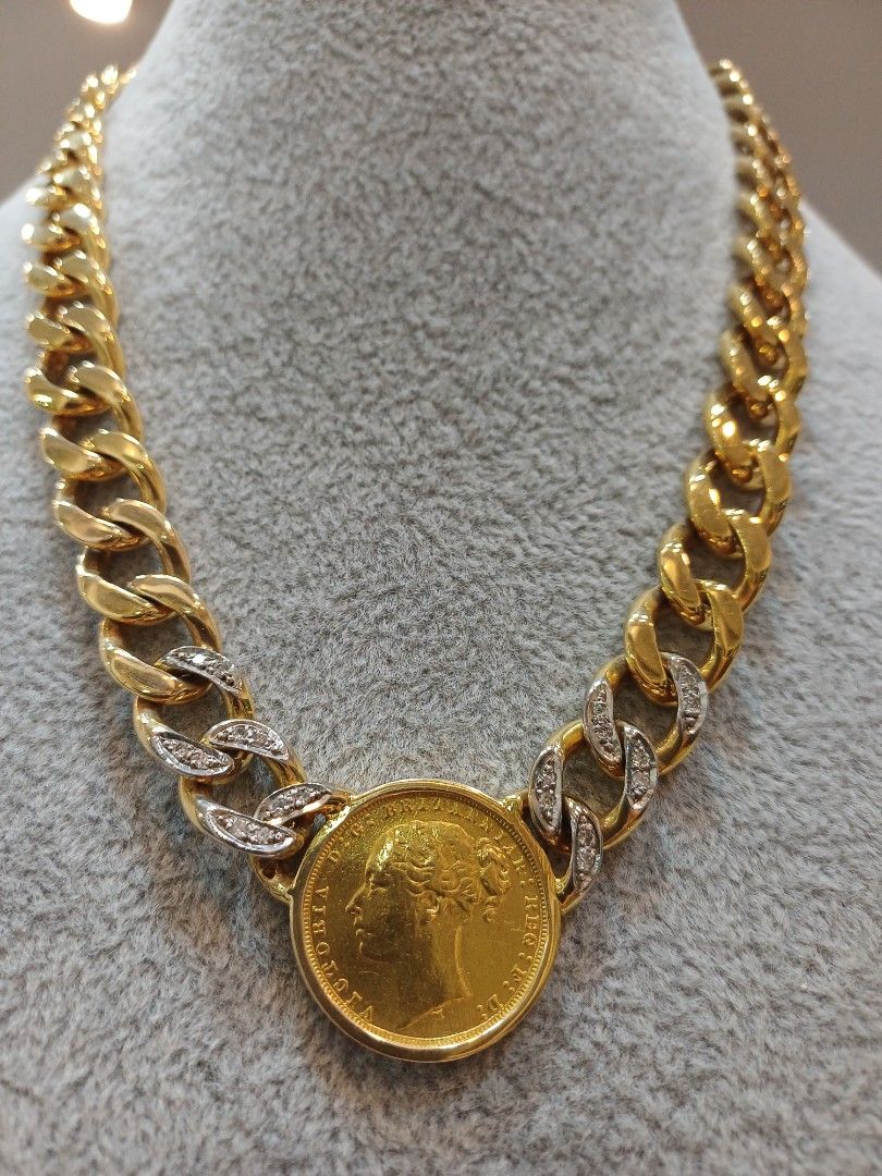 Necklace coin (Category: Necklaces) located in Makati City. Submitted by divinejewels.ph (Listing ID 1469458064, Image 3). Description: GJU-818 NECKLACE COIN 20DIAMONDS .10CTS 14KYG 104.10GRAMS SIZE 16".