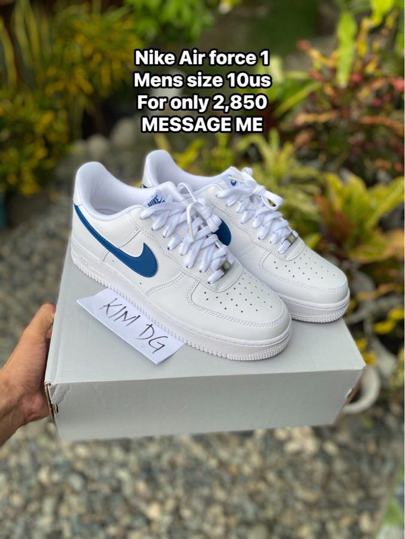 Nike AF1 white court blue (Category: Sneakers) located in Dagupan City. Submitted by kim.deguzman (Listing ID 1469522280, Image 1). Description: Details on photo already Brandnew and legit/Original Shipping via jrs door to door MESSAGE ME 📩.