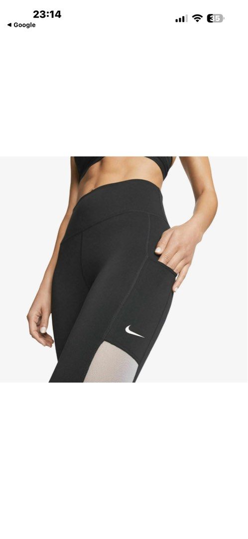 Nike black leggings with mesh (Category: Activewear) located in San Pablo. Submitted by iamtrina (Listing ID 1469539016, Image 3). Description: Size M on tag Fits 28-30” waist 36-40” waist.