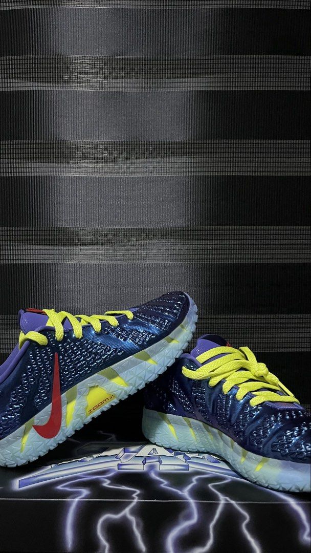 Nike Ja 3 EP "Uncle Phil" (Category: Sneakers) located in Lapu Lapu. Submitted by vincentl. (Listing ID 1469543310, Image 1). Description: - Brand: Nike - Colorway: Purple and blue metallic finish with vibrant yellow laces and red Nike swoosh - Sole: Clear outsole with yellow detailing - Size: US 7.5 / EUR 40.5 - Condition: Clean, ready to wear - Inclusions: Comes with original box featuring lightning graphics and 'WORLDWIDE' branding.