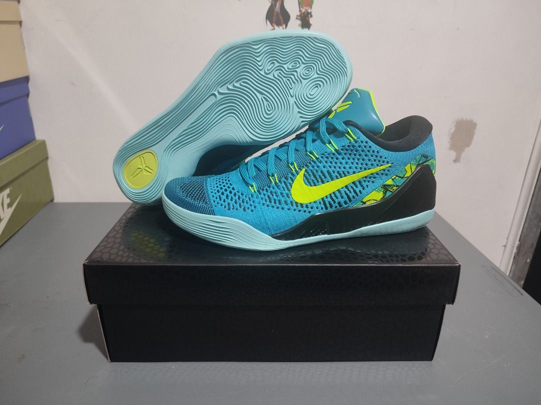 Nike Kobe IX Elite Low Protro "Perspective" (Category: Sneakers) located in Urdaneta. Submitted by sinichi51 (Listing ID 1469565358, Image 3). Description: - Model: Nike Kobe IX Elite Low Protro Perspective - Colorway: Hyper Turquoise / Volt / Black - Size: Men's US 10.5 - Condition: Pristine, clean soles with zero visible wear ✅ Payment First + Shipping Fee ✅ Accepts cash, Gcash, Maya or bank transfer payments ✅ Text or Call me 09166769329 for i