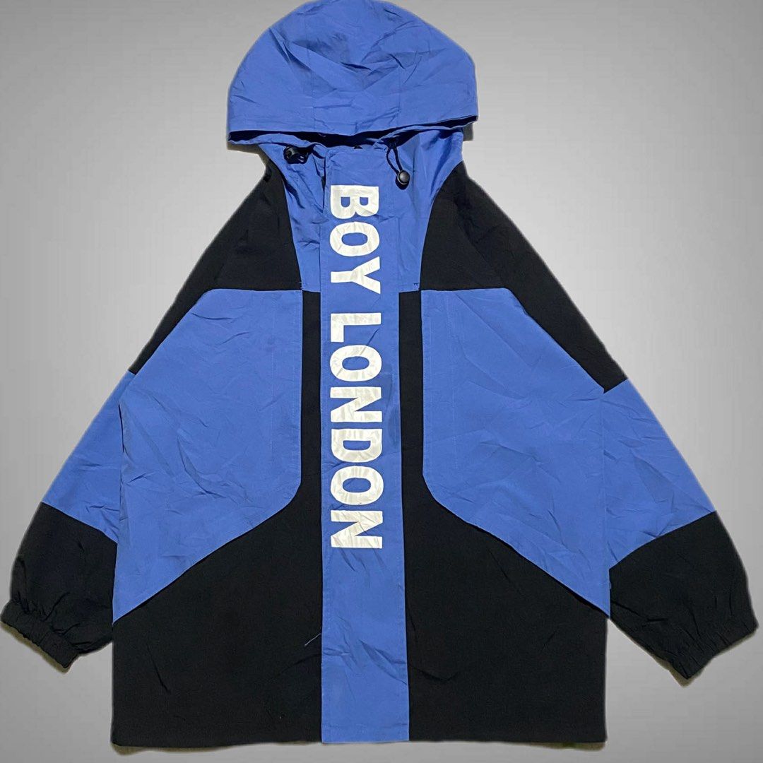 Nike Track Jacket x Boy London WB ASPACK (Category: Coats, Jackets and Outerwear) located in Mabalacat. Submitted by stellargarments (Listing ID 1469433632, Image 2). Description: boy london blue windbreaker Length : 27 Width : 22 Fabric Condition : 9/10 BUONG BUO LOGOS!!! SMOOTH WORKING ZIPPER WITH 2 POCKETS MASIKIP PA RIBBINGS SUPER NICE & KINIS! VERY COMFY & SMOOTH ON SKIN WALANG BUTAS OR GASGAS NEED WASH DEEP WASH FRESH FROM BALE Nike Track J