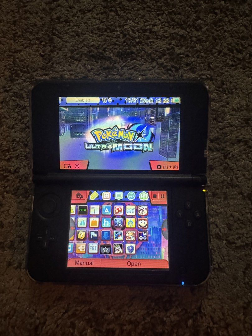 Nintendo 3DS XL CFW w/ Clear Hard shell Case & Darkrai EX Pokemon Card ...