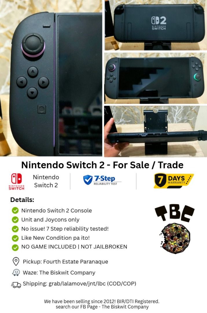 Nintendo Switch 2 Super Mura lng! (Category: Nintendo) located in Paranaque City. Submitted by thebiskwitcompany (Listing ID 1469423400, Image 1). Description: #021 ****21st unit sold for switch 2, libo libo na sa ps4 at daan daan na din sa PS5 at switch 1 Nintendo Switch 2 P20,995 only! -Unit and Joycons only -no issue (no drift,eshop,wifi,sd card) -Like new pa po! Shipping through Lalamove, Grab, JNT, LBC (COD/COP) Pickup @ 4th Estate Paranaque