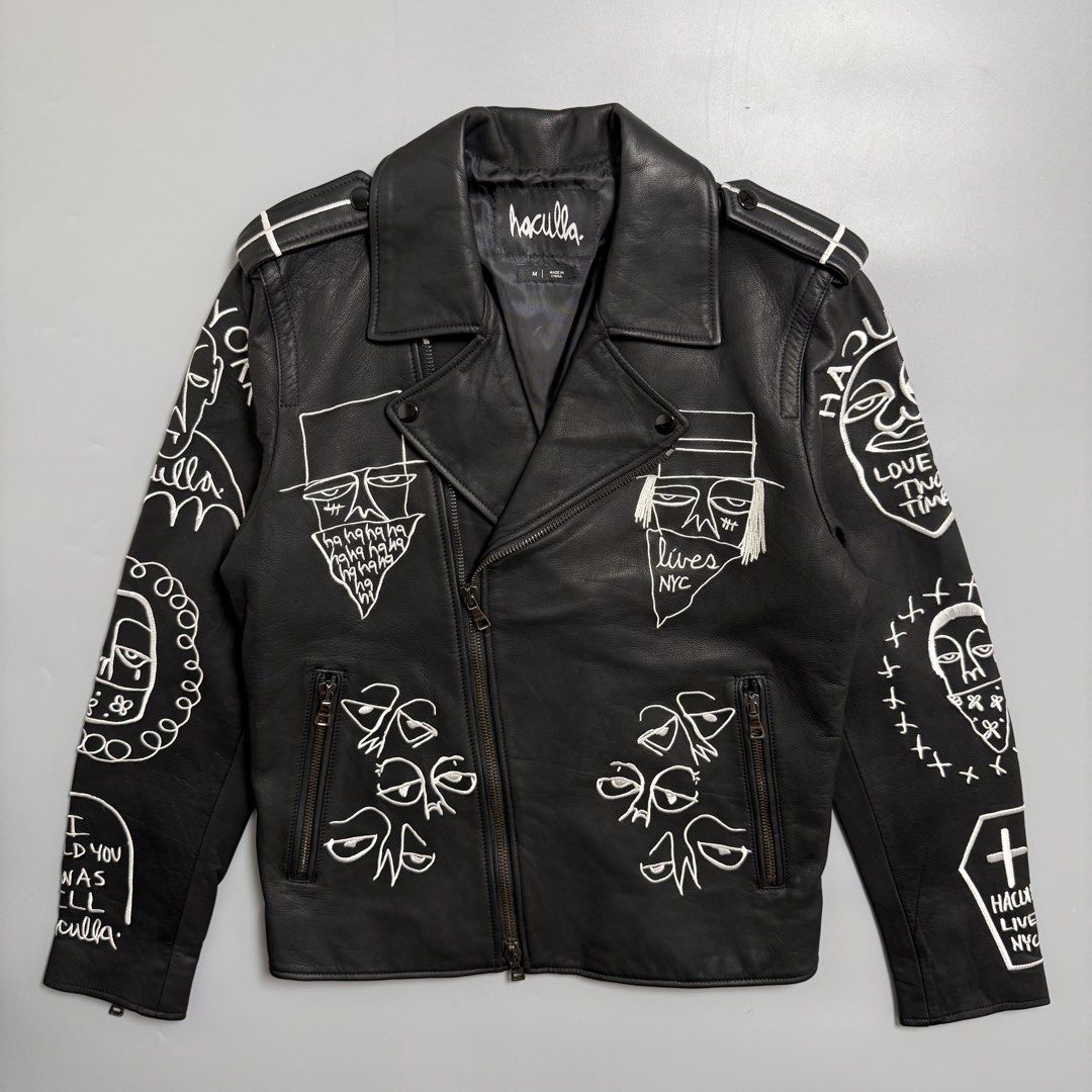 NYC Tribe Haculla Motorcycle Leather Jacket (Category: Coats, Jackets and Outerwear) located in Cebu City. Submitted by inukaybyjlf (Listing ID 1469561391, Image 1). Description: Condition: Good as new Issue: No flaws Dimensions: 21x25 Best fit: M Please refer to photos for actual condition.
