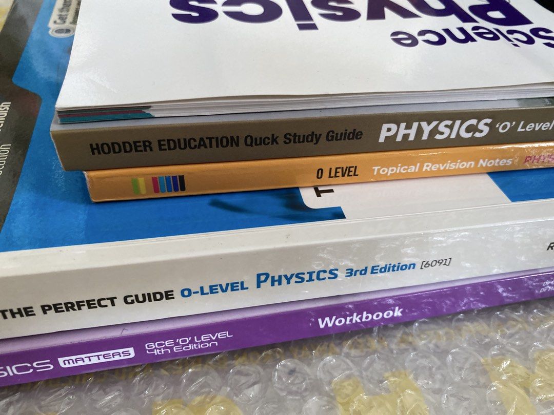 O Level Physics Textbook Workbook Study Notes Bundle (Category: Assessment Books) located in Singapore. Submitted by gwenandstuff (Listing ID 1469476184, Image 8). Description: - Complete O Level Physics study bundle for secondary school students ($40 for all 5 books) - Includes Physics Matters Textbook & Workbook (Marshall Cavendish) - Includes The Perfect Guide Physics (Ryan Bong), Topical Revision Notes, and Quick Study Guide - Covers Measurem