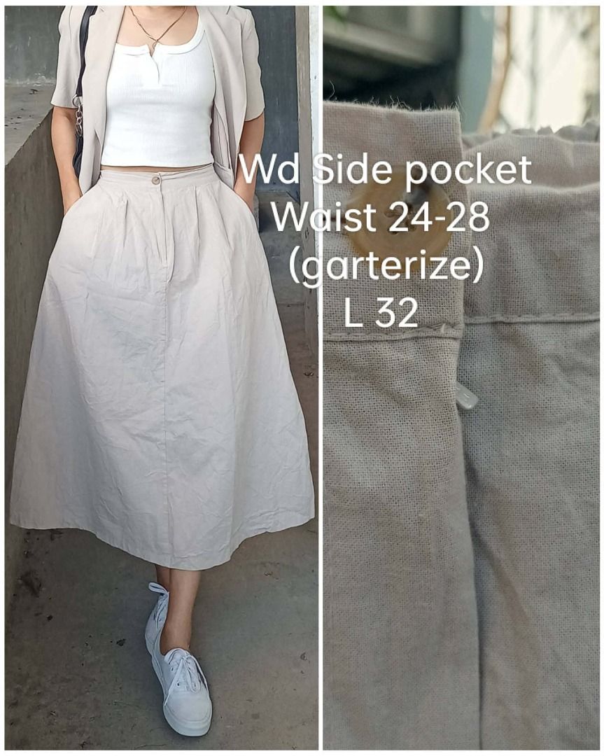Oat Linen maxi skirt (Category: Skirts) located in Davao. Submitted by irisrazona16792 (Listing ID 1469427214, Image 1). Description: Wd Side pocket Waist 24-28 (garterize) L 32 good as new.
