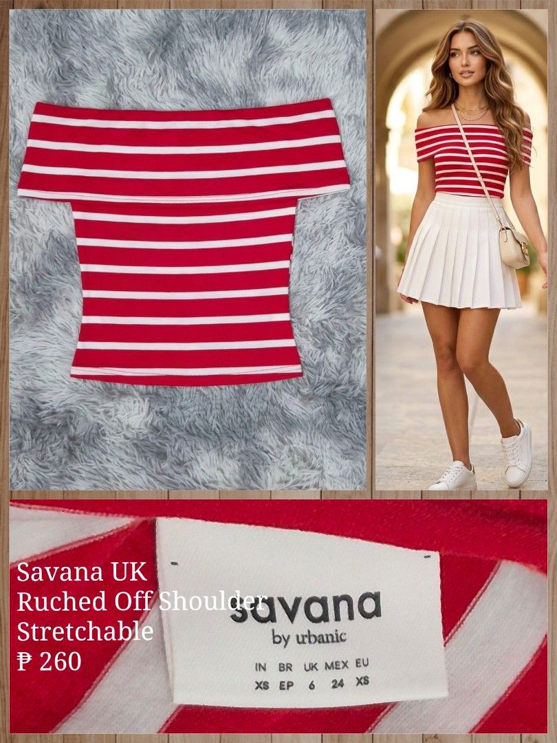 Off Shoulder Top (Category: Blouses) located in General Trias. Submitted by relove_closet8 (Listing ID 1469554546, Image 1). Description: • Washed and never used. • Savana London brand • Ruched and stretchable. • Soft fabric. • Buyer handles shipping fee and book J&T or Lalamove only. • Payment first via bank transfer or e-wallet • No cancellation/return/refund of orders. 📍Lancaster, General Trias (Weekdays) 📍Las Piñas (Saturday & Sunday).