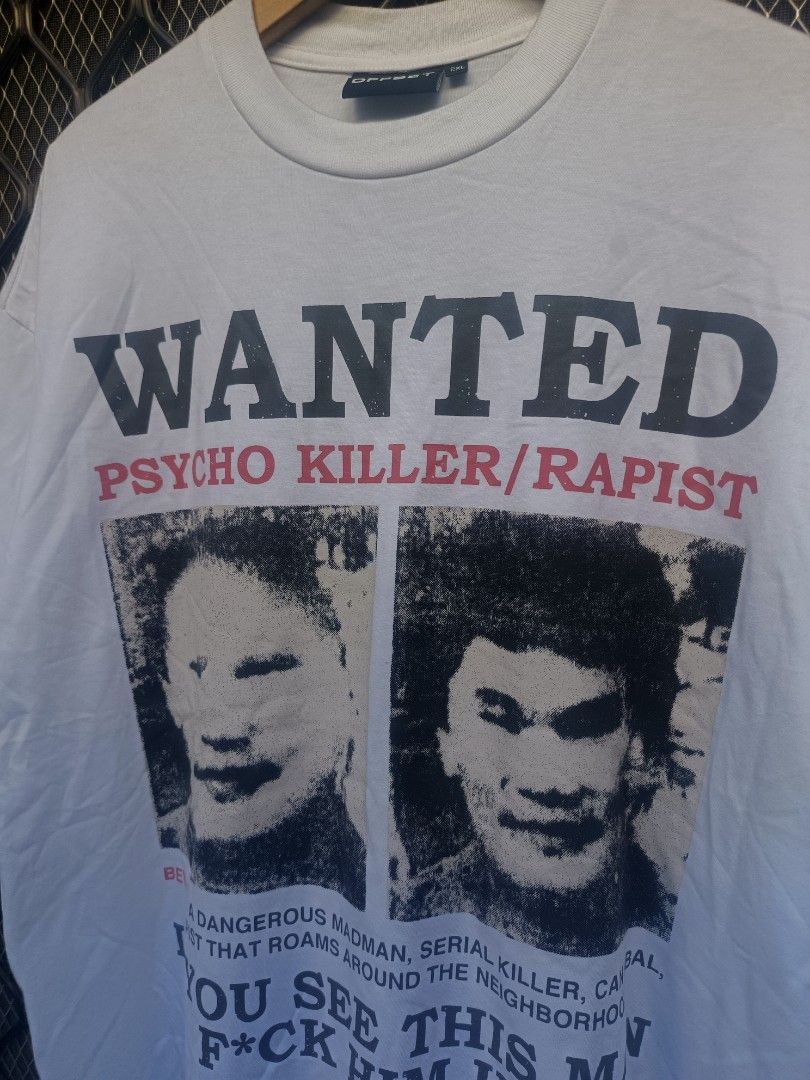 Offset Psycho Killer (Category: Tshirts & Polo Shirts ) located in Muntinlupa City. Submitted by eksenathriftshop (Listing ID 1469428702, Image 2). Description: Good Condition Dimes: 24x28 Issue: Stain (last pic).