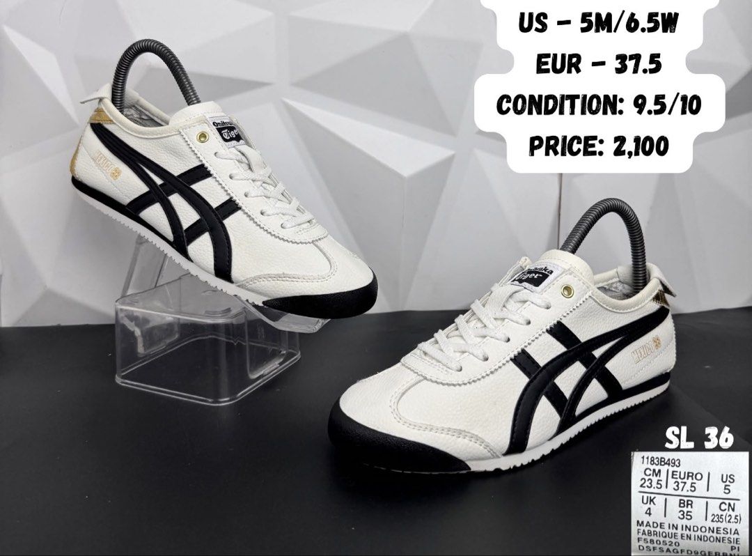Onitsuka Mexico 66 (Category: Sneakers) located in Rizal. Submitted by nwndprlvdbyurs (Listing ID 1469434727, Image 1). Description: Colorway: Cream Black Gold US 5M/6.5W EUR 37.5 23.5CM Condition 9/10 Like new No issue superb condition Napakaganda lalo sa personal Recently bought online (uk** source) Rfs: wrong size Will buy another pair.