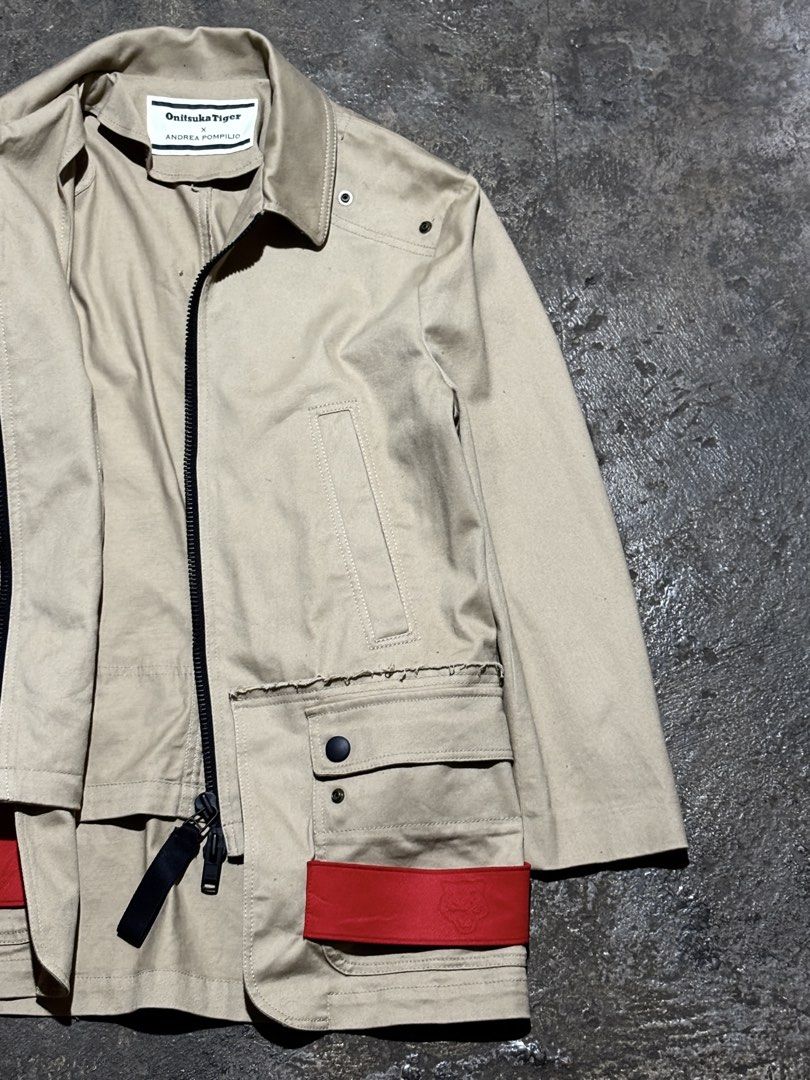Onitsuka Tiger x Andrea Pompilio Khaki Utility Jacket (Category: Coats, Jackets and Outerwear) located in Bacolod City. Submitted by money_maker06 (Listing ID 1469486867, Image 3). Description: Onitsuka Tiger x Andrea Pompilio Utility Jacket •Size: Medium •Width: 19.5 •Length: 28.5 •Condition: Good •Issue: Small Stains (Need Rewash) •Price: 999 •Click each picture to appreciate the item •Dm me if you’re interested. I can give you more detailed pi