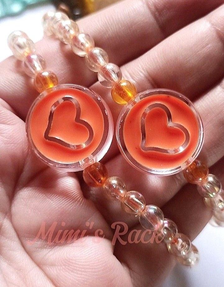 Orange Heart Acrylic Bracelet (Category: Bracelets) located in Taguig. Submitted by mimisrack (Listing ID 1469464983, Image 2). Description: 🧡Playful vibes with a nostalgic touch. -Cute orange heart acrylic centerpiece -Round beads with retro 90's inspired design -Lightweight and fun for everyday wear -Bright style adds joy, youthfulness, and bold personality -A cheerful bracelet that brings a pop of color and retro charm High quality acrylics! 