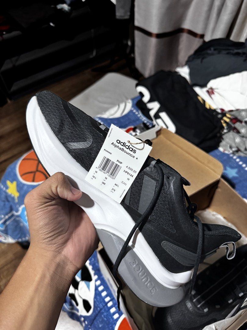 ORIGINAL Adidas Alpha Bounce (Category: Casual Shoes) located in Cavite. Submitted by candymuncher (Listing ID 1469460665, Image 3). Description: - Item: Adidas AlphaBounce+ Running Shoes - Color: Core Black / White - Model: HP6144 - Size: 10 US / 44 2/3 F / 275 CHN - Condition: Brand new with original tags and shoebox - Key Features: Cushioned Bounce midsole, breathable mesh upper, supportive lacing system - Best For: Daily runs, gym workouts, a