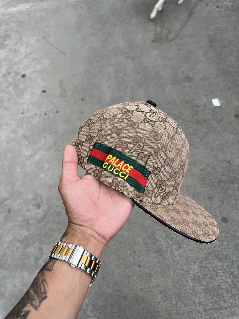 Palace x Gucci Baseball Cap (Category: Caps & Hats) located in Manila. Submitted by donthriftph. (Listing ID 1469468663, Image 3). Description: - Palace x Gucci collaboration cap - Premium monogram canvas with signature web stripe and embroidered logo - Structured crown with a stylish flat brim - Adjustable back strap for a custom fit - Colorways available: Classic Beige Monogram or Stealthy All-Black - Condition: Clean, well-kept, and ready to w