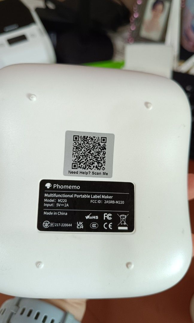 Phomemo white M220 thermal label printer (Category: Art & Prints) located in Makati City. Submitted by jstreasuredfinds (Listing ID 1469460445, Image 2). Description: The Phomemo M220 is a portable, inkless 3-inch thermal label printer. It supports label widths from 20mm to 75mm (0.78 to 3.14 inches), connects via Bluetooth or USB, and works with iOS, Android, Windows, and Mac. Good working condition. Rfs: upgrade to other model.