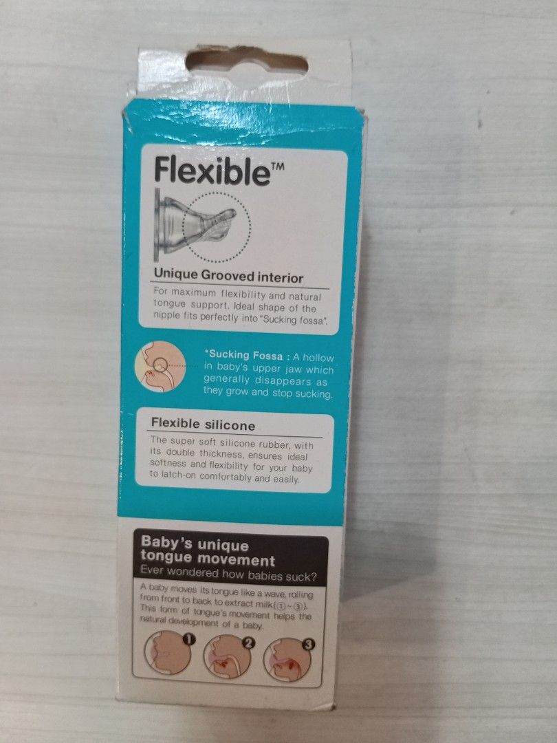 Pigeon Flexible 150ml Baby Bottle (Category: Breastfeeding & Bottle Feeding) located in Manila. Submitted by happyhawk.fb94fe (Listing ID 1469556490, Image 2). Description: - Brand new in original retail packaging - 150ml capacity, ideal for 0+ months - Unique streamline shape that is easy to hold - Flexible silicone nipple with grooved interior for natural tongue support - 100% BPA and BPS free for baby's safety.