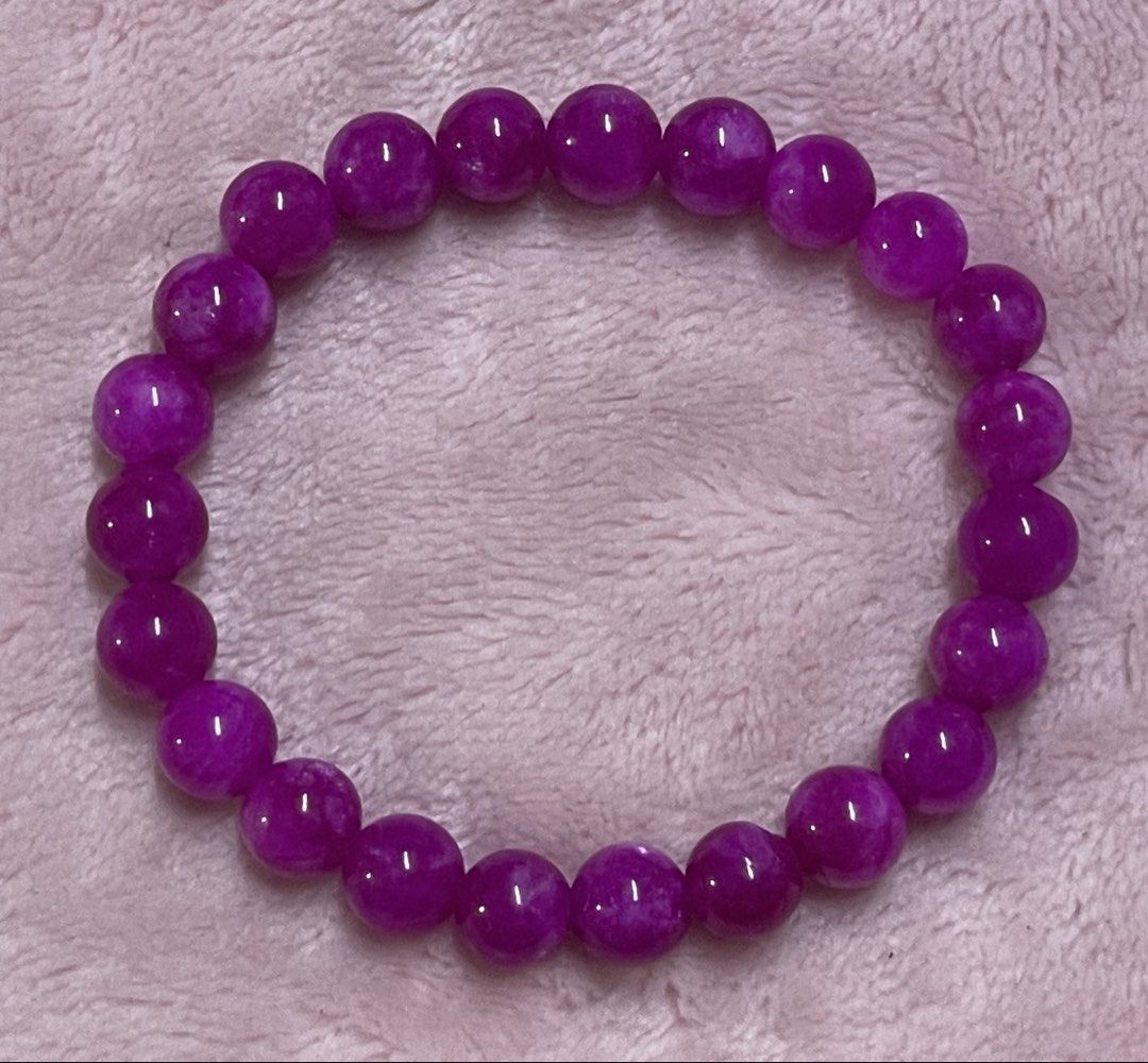 Pink Magenta Jade Bracelet 8mm (Category: Bracelets) located in Manila. Submitted by Crystal_Oracle (Listing ID 1469509512, Image 2). Description: Jade is a symbol of serenity and purity. It signifies wisdom gathered in tranquility. It increases love and nurturing. A protective stone, Jade keeps the wearer from harm and brings harmony. Jade attracts good luck and friendship. It stabilises the personality and promotes self-sufficiency. Soothes the