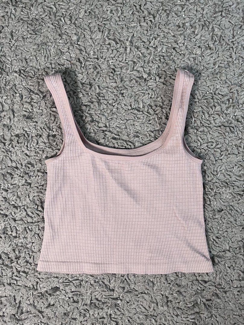 pink-ribbed crop tank top (Category: Sleeveless) located in Davao. Submitted by fromadollscloset (Listing ID 1469433810, Image 1). Description: [READ MY BIO FIRST!] ⭐️ description ⭐️ - supposedly light pink, but turned dark after multiple washes - stretchiness is still good! - nice for high-waisted bottoms.
