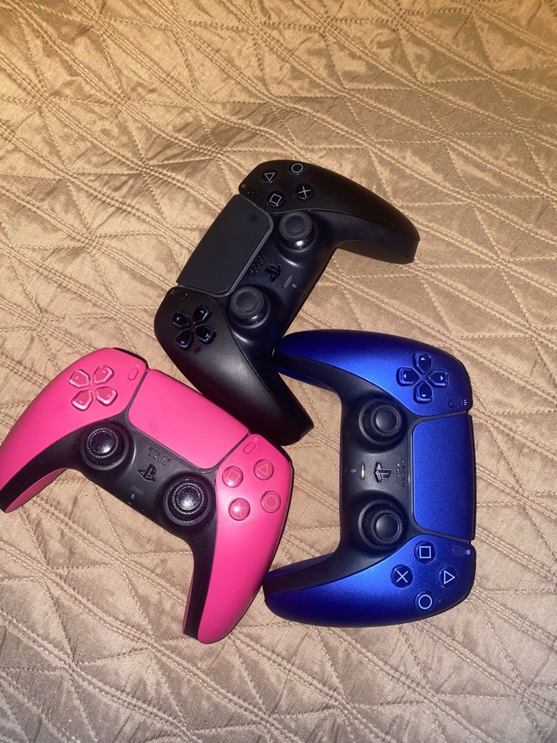 PlayStation 5 DualSense Wireless Controllers (3 colors) (Category: Controllers) located in Paranaque City. Submitted by easedc (Listing ID 1469534780, Image 1). Description: - 3 Official PlayStation 5 DualSense wireless controllers available - Colorways: Midnight Black, Nova Pink, and Starlight Blue - Features immersive haptic feedback and dynamic adaptive triggers - Condition: Clean, tested, and 100% working fine - Standard USB-C charging port o
