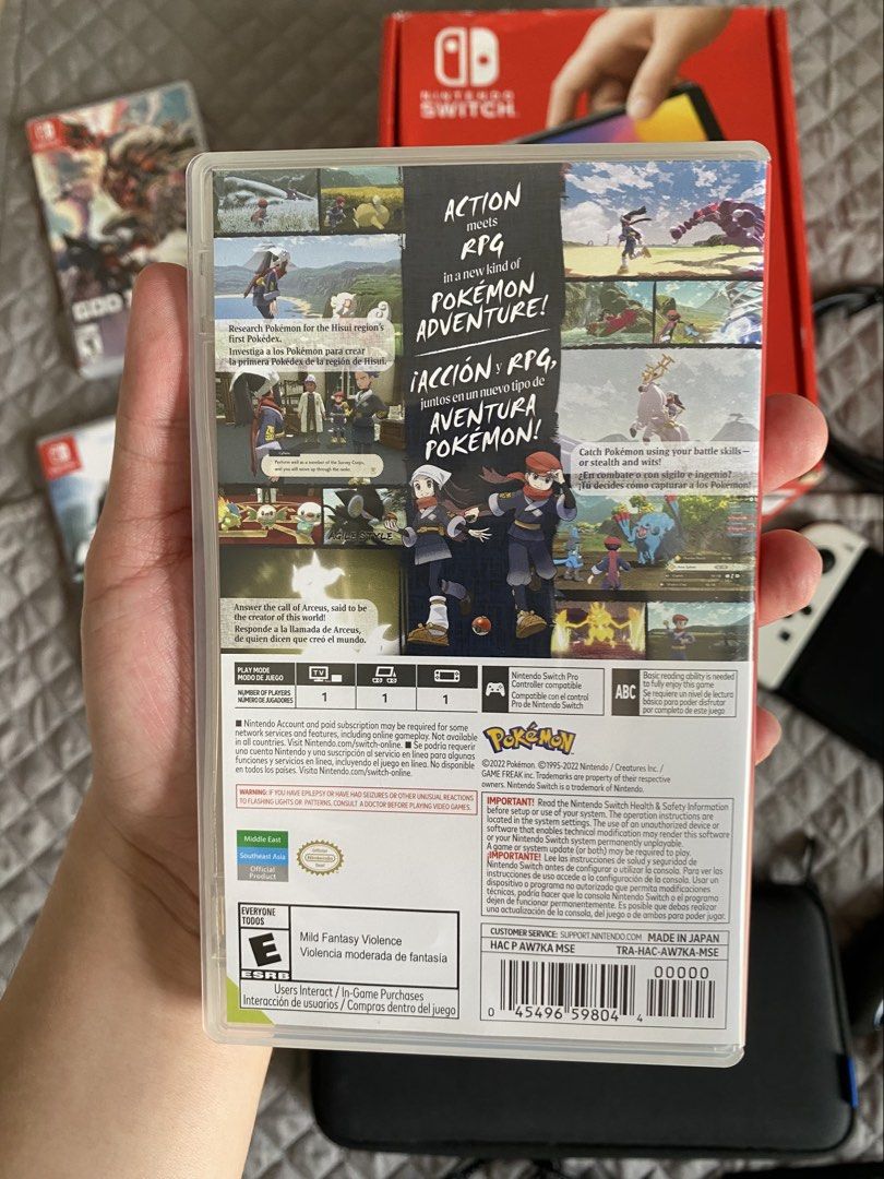Pokemon Legends Arceus Nintendo Switch Game (Category: Nintendo) located in Manila. Submitted by ims.sshi (Listing ID 1469456328, Image 2). Description: - Game: Pokemon Legends Arceus for Nintendo Switch - Condition: Physical cartridge and case are clean with no damage - Status: 100% working properly - Features: Action RPG mechanics, explore the Hisui region, and catch Pokemon - Inclusion: Original case with artwork included.