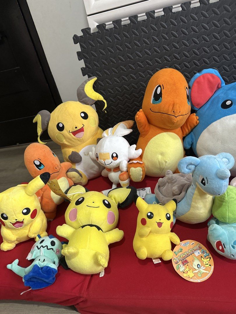 Pokemon Plush Collection Assorted Characters (Category: Plushies & Soft Toys) located in Cainta. Submitted by shopbyyna (Listing ID 1469449366, Image 2). Description: - Official Pokémon plush toy bundle featuring Pikachu, Charmander, Marill, Lapras, Psyduck, Mew, and more - Made with ultra-soft, huggable materials - Includes select plushies with original Banpresto tags attached - Sizes vary per character - Ideal for fans, kids, and serious Pokémo