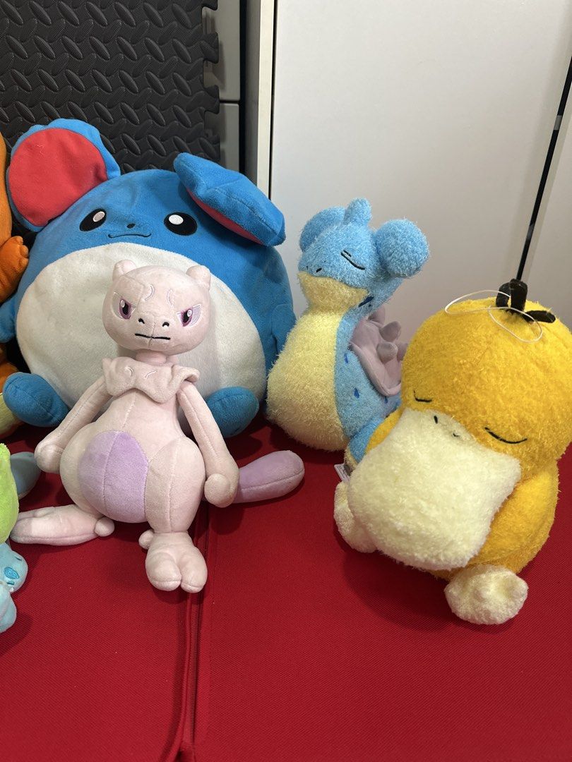 Pokemon Plush Collection Assorted Characters (Category: Plushies & Soft Toys) located in Cainta. Submitted by shopbyyna (Listing ID 1469449366, Image 3). Description: - Official Pokémon plush toy bundle featuring Pikachu, Charmander, Marill, Lapras, Psyduck, Mew, and more - Made with ultra-soft, huggable materials - Includes select plushies with original Banpresto tags attached - Sizes vary per character - Ideal for fans, kids, and serious Pokémo