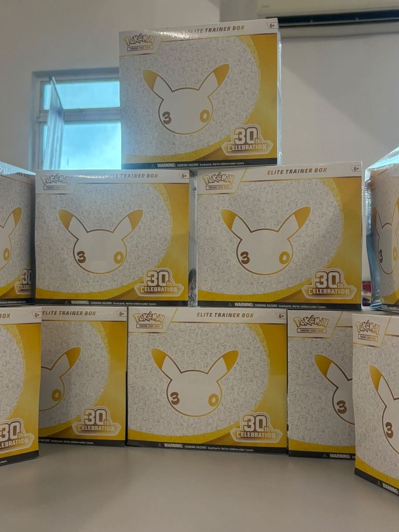 Pokemon TCG 30th Celebration Elite Trainer Box (Category: Card Boxes & Cases) located in Digos. Submitted by zenwind.789 (Listing ID 1469432794, Image 2). Description: Arrival October end of the month to November first or 2nd week. ETB Loose - 9,500 each fix Case - 100,000 each fix.