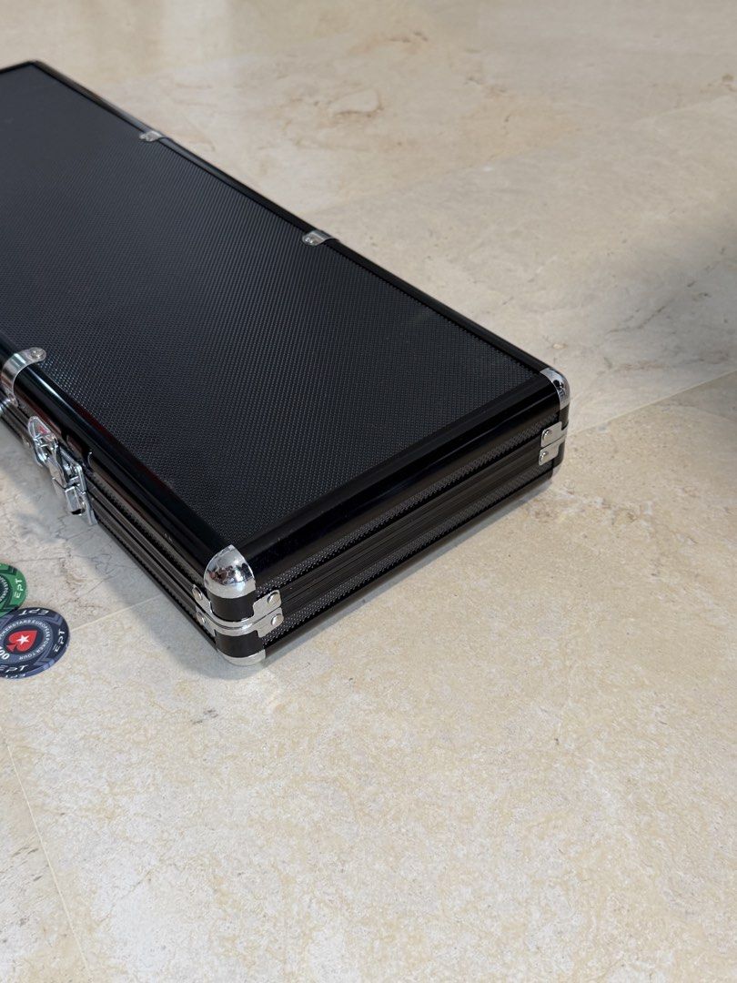 500 Pcs Pokerstars EPT Poker Chip Set with Aluminium Case (Category: Board Games & Puzzles) located in Singapore. Submitted by nextgengoods (Listing ID 1469428092, Image 8). Description: - Complete Ceramic Poker Set - Denomination is perfect for up to 10 players home games and poker nights - Pokerstars EPT ceramic chips in multiple denominations - World Series of Poker (WSOP) plaques x10 - 2 decks of Plastic WPT playing cards (1 new, 1 like new) 