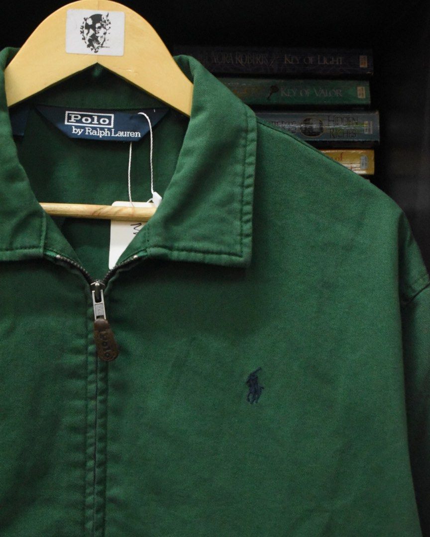 Polo Ralph Lauren Hunter Green Harrington Jacket (Category: Coats, Jackets and Outerwear) located in Baguio. Submitted by marcusmartin2600 (Listing ID 1469495111, Image 2). Description: Size: Medium on tag Condition: Excellent | signs of usage 📏 Measurement via Tape Measure (in inches): Chest width: 25.5” Length: 25” Shoulders: 21.5” Sleeve Length: 24.5” Hem: 20” ————————— Note: Please check and ask for detailed photos before buying to avoid can