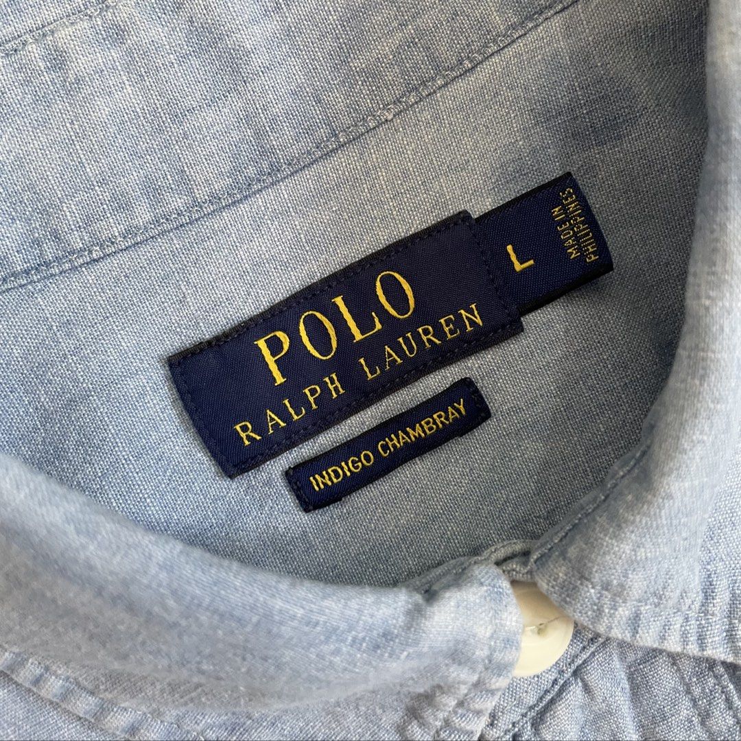 Polo Ralph Lauren Short Sleeve Buttondown (Category: Tshirts & Polo Shirts ) located in Mabalacat. Submitted by goldengarms_ (Listing ID 1469447613, Image 3). Description: Color: Denim Blue Size: Large on tag Dimensions: 23.5” Width / 29” Length Condition: Excellent Color rate: 9.5/10 or better Issue: N/A; minimal discoloration sa armpit unnoticeable Price is still negotiable for sure buyer 👍 - Payment thru GCash, Maya or Security Bank 💳 - Ship